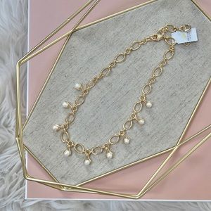 NWT Kendra Scott Ashton Gold Pearl Chain Necklace in White Pearl